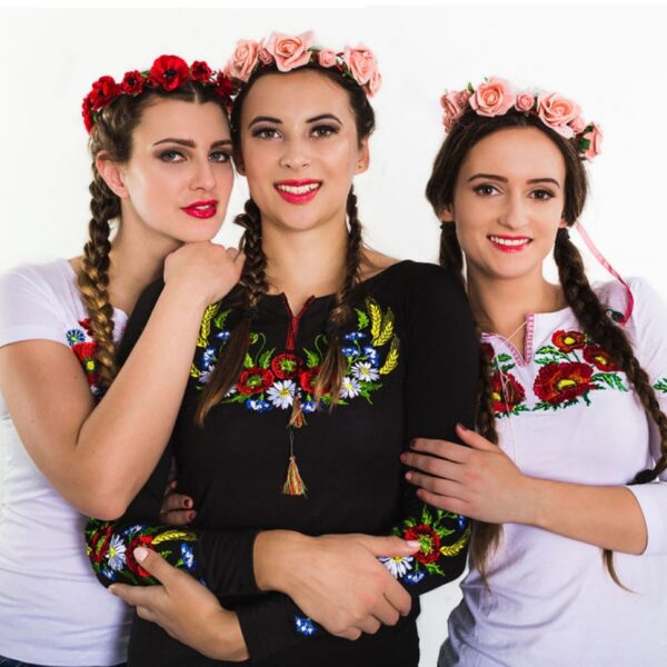 Damska Regionalna bluzka HAFTOWANA Kwiaty FOLK Góralska do stroju Biała XS