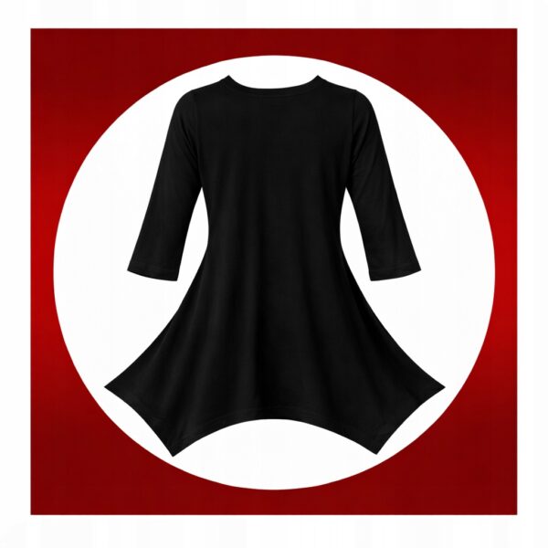 Tunika damska Folk Góralska Haftowana w kwiaty 3/4 Rękaw Bluzka Czarna 4XL