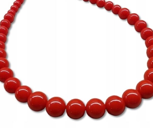 KORALE Góralskie Dziewczęce Korale Dla Dzieci POJEDYNCZE Czerwone FOLK 47cm