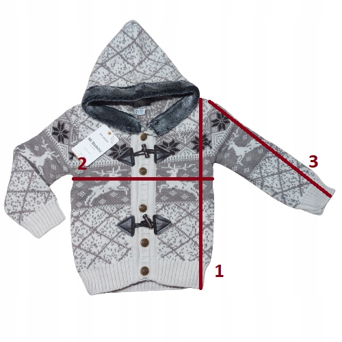 Sweter chłopięcy sweterek wełniany ciepły POLAR na guziki 116-122