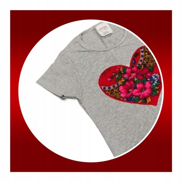T-shirt Bluzka Dziewczęca GÓRALSKA Ludowa Regionalna Kwiaty 140-146 Szara