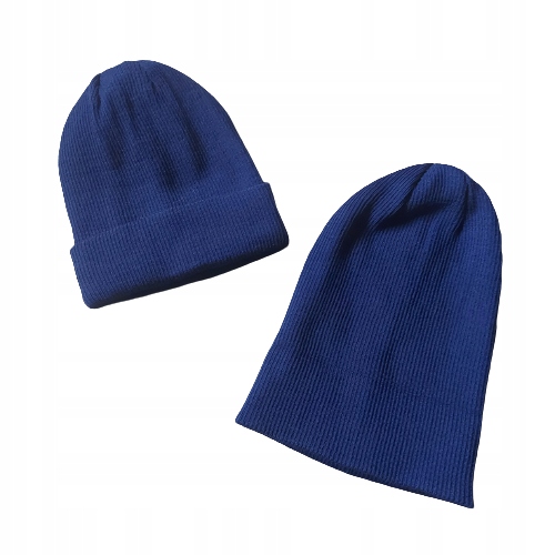 Czapka zimowa PRĄŻKOWANA beanie Granatowa