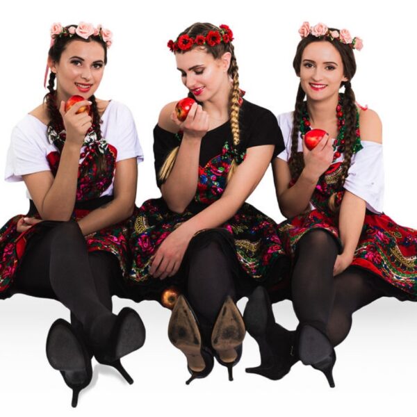 Bluzka damska T-shirt HAFTOWANA Kwiaty FOLK Góralska do stroju Granatowa L
