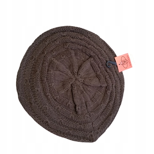 BERET francuski szydełkowany BRĄZ