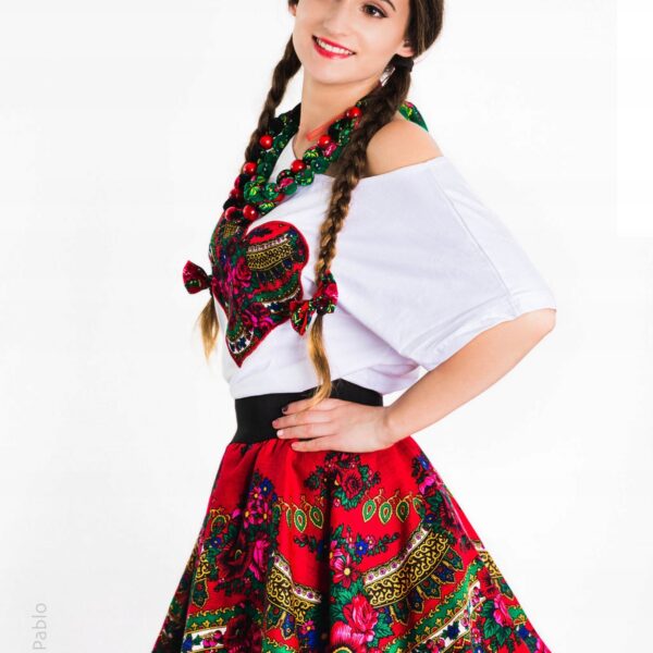 Bluzka Damska Regionalna Góralska Cleo z Sercem FOLK do stroju Szara XS