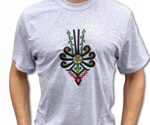 Koszulka Męska Regionalna Góralska FOLKOWA T-Shirt z Parzenicą Szara 164
