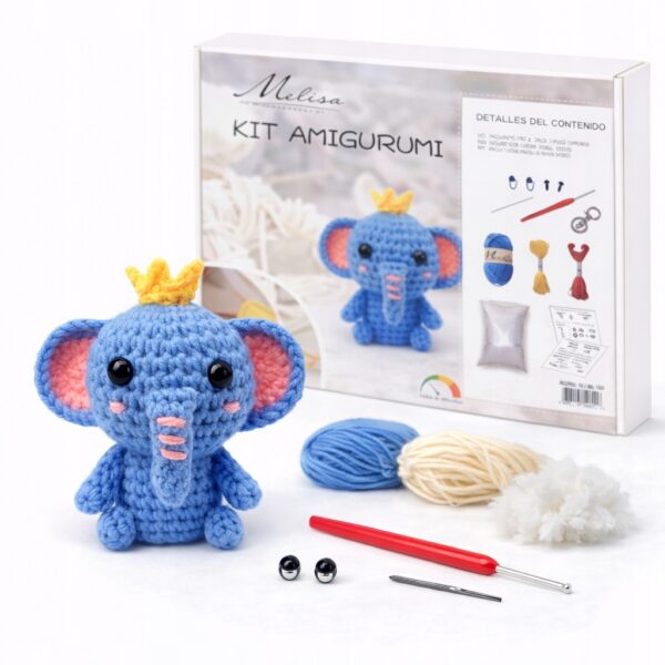 Zestaw do szydełkowania DIY AMIGURUMI maskotka SŁONIK + akcesoria