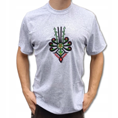 Koszulka Męska Regionalna Góralska FOLKOWA T-Shirt z Parzenicą Biała 170