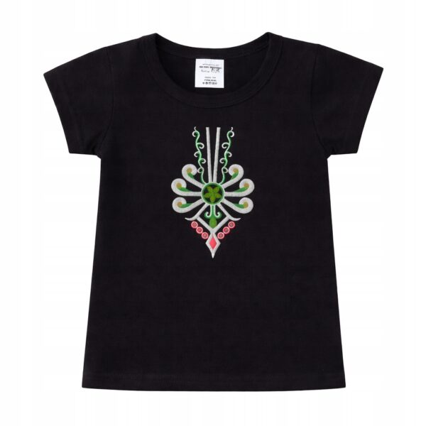 Koszulka chłopięca góralska z parzenicą Bawełniana T-shirt 152-158 Czarna