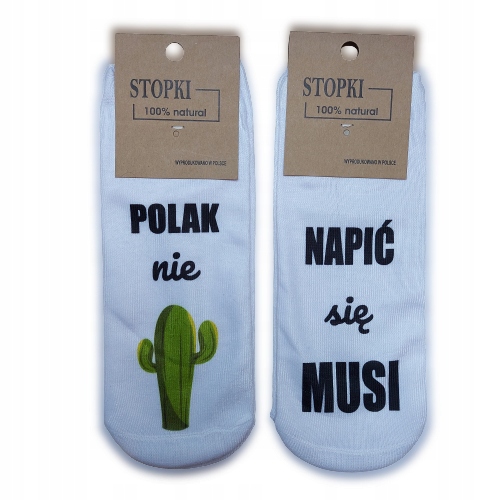 STOPKI Skarpetki Damskie z nadrukiem Polak nie...