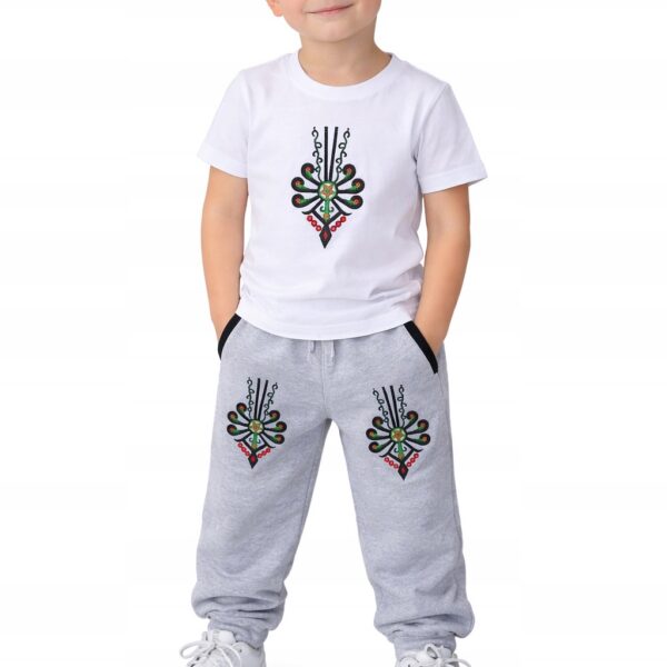 Koszulka chłopięca góralska z parzenicą Bawełniana t-shirt 152-158 Biała