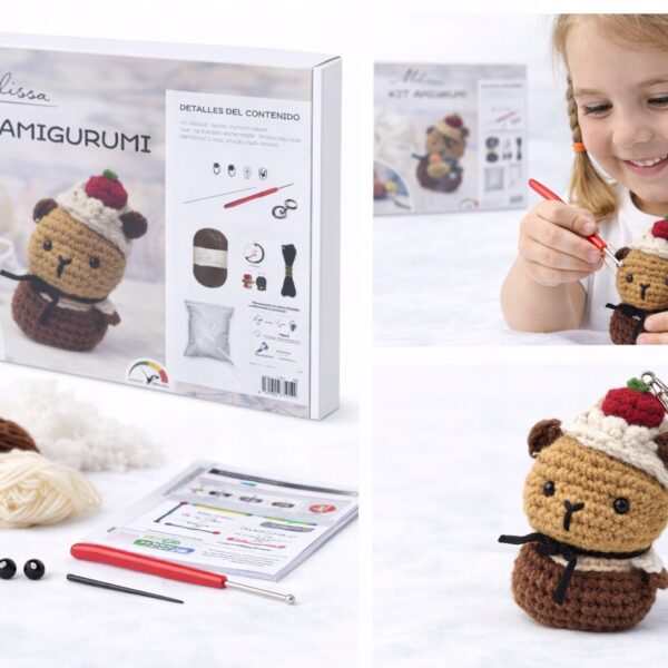 Zestaw do szydełkowania dla dzieci DIY AMIGURUMI maskotka misiu + akcesoria