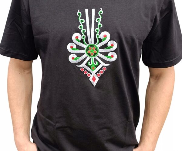 Koszulka Męska Regionalna Góralska FOLKOWA T-Shirt z Parzenicą Czarna 170