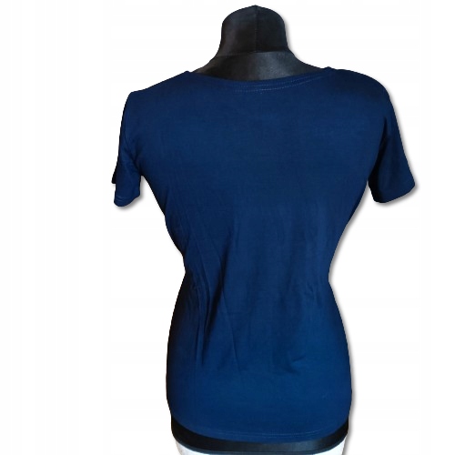 Bluzka damska T-shirt HAFTOWANA Kwiaty FOLK Góralska do stroju Granatowa L