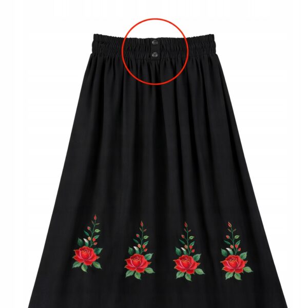 Spódnica góralska folk haftowana maxi czarna żorżeta Regionalna XL