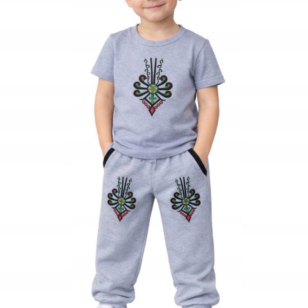 Koszulka Bawełniana chłopięca góralska z parzenicą T-shirt 152-158 Szara