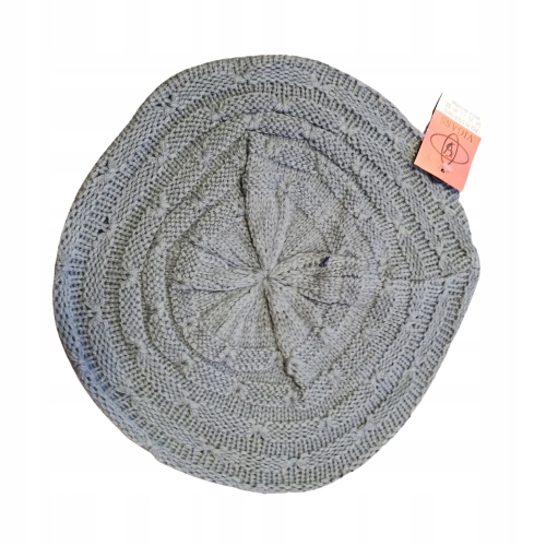 BERET francuski szydełkowany SZARY