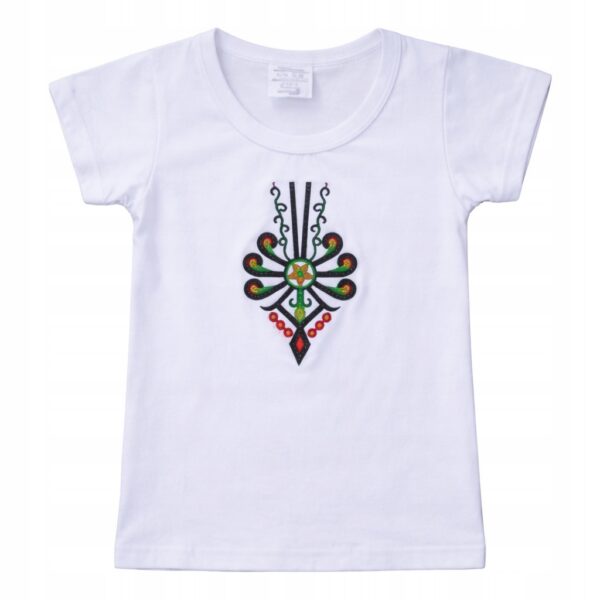 Koszulka chłopięca góralska z parzenicą Bawełniana t-shirt 152-158 Biała