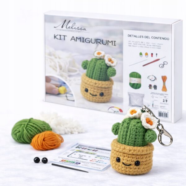 Zestaw do szydełkowania dla dzieci DIY AMIGURUMI maskotka KAKTUS+ akcesoria