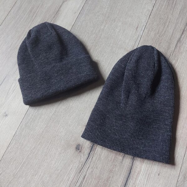 Czapka zimowa PRĄŻKOWANA beanie Ciemny Szary