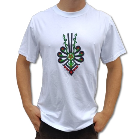 Koszulka Męska Regionalna Góralska FOLKOWA T-Shirt z Parzenicą Czarna 170