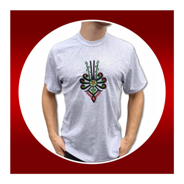Koszulka Męska Regionalna Góralska FOLKOWA T-Shirt z Parzenicą Szara 164