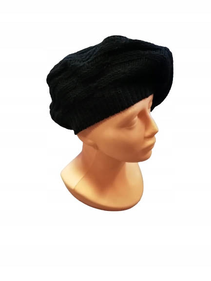 BERET francuski szydełkowany CZARNY