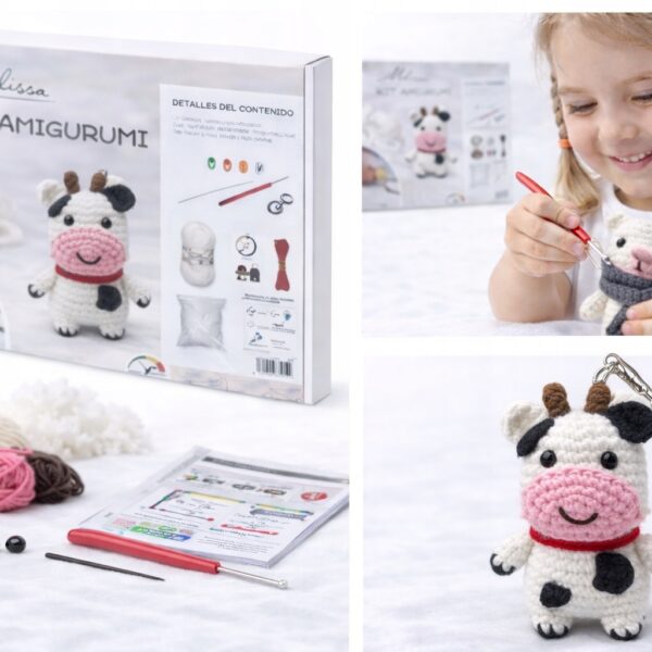 Zestaw do szydełkowania DIY AMIGURUMI maskotka KRÓWKA + akcesoria