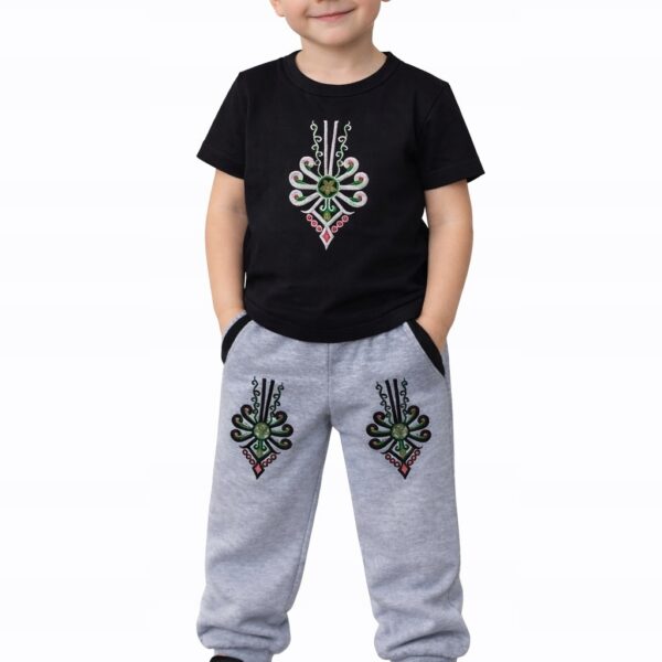 Koszulka chłopięca góralska z parzenicą Bawełniana T-shirt 152-158 Czarna