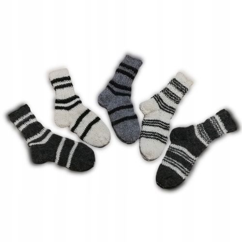 Wełniane Skarpety Plecione 100% Górska Owcza Wełna UNISEX 39/42 Szare