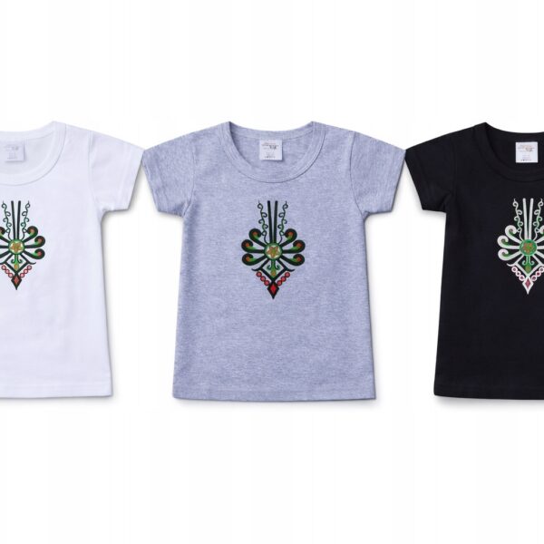 Koszulka chłopięca góralska z parzenicą Bawełniana t-shirt 152-158 Biała