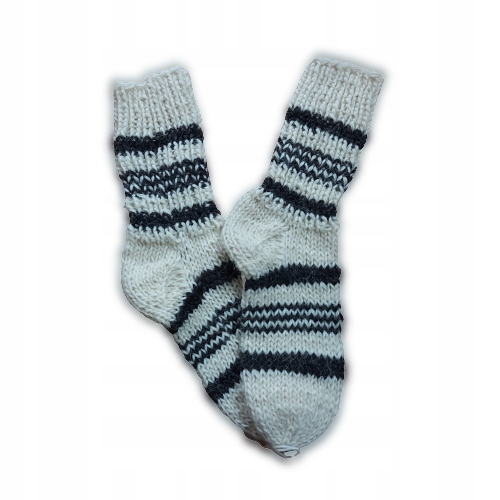 Skarpety Wełniane Plecione 100% Górska Owcza Wełna UNISEX Białe 39/42