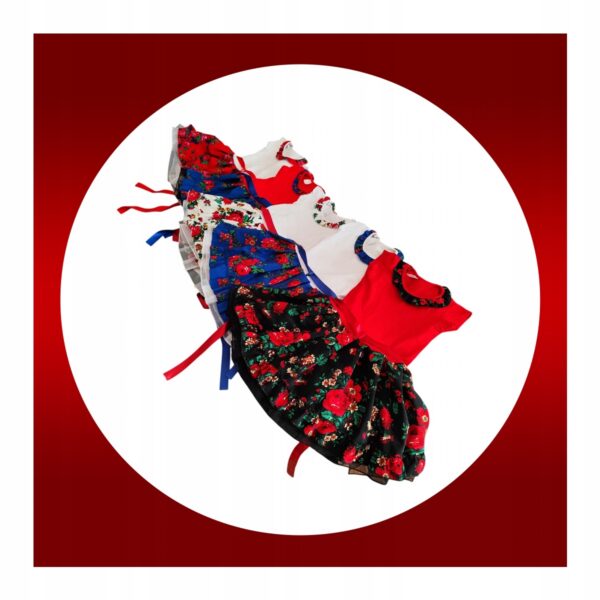 Sukienka dziewczęca GÓRALSKA Ludowa Regionalna FOLK Kwiaty 140/146 Czarna