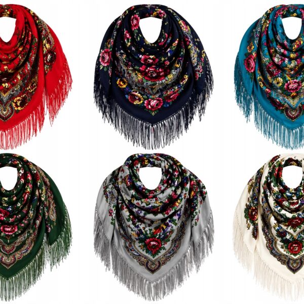 Chusta Biała Damska Folk Chustka duża REGIONALNA szal Damski Góralski