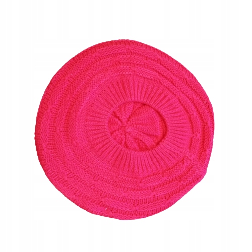 BERET francuski szydełkowany RÓŻ