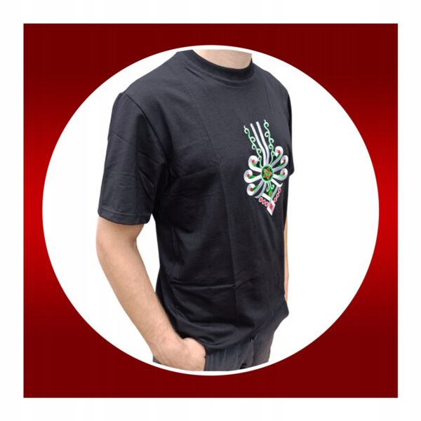 Koszulka Męska Regionalna Góralska FOLKOWA T-Shirt z Parzenicą Czarna 170