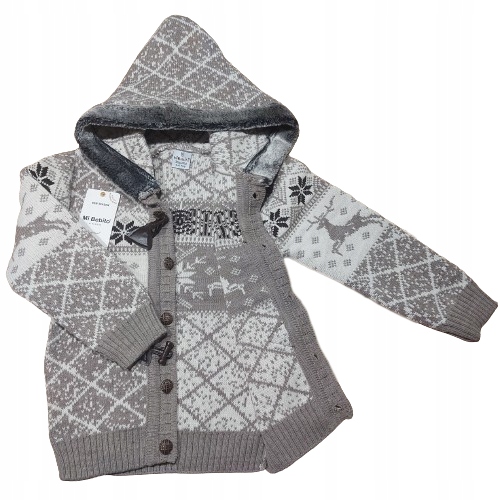 Sweter chłopięcy sweterek wełniany ciepły POLAR na guziki 116-122
