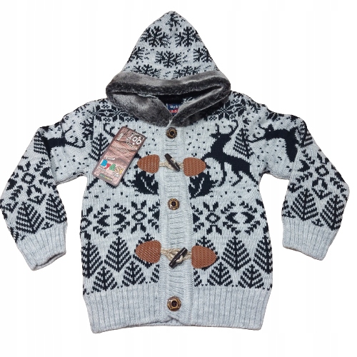 Sweter chłopięcy sweterek wełniany ciepły POLAR na guziki 92-98
