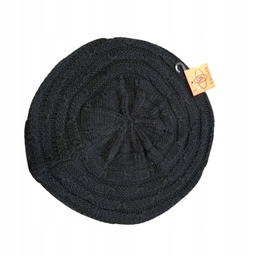 BERET francuski szydełkowany CZARNY