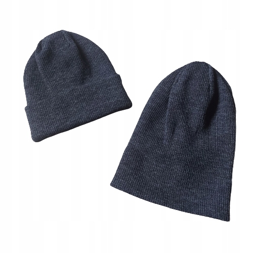 Czapka zimowa PRĄŻKOWANA beanie Ciemny Szary