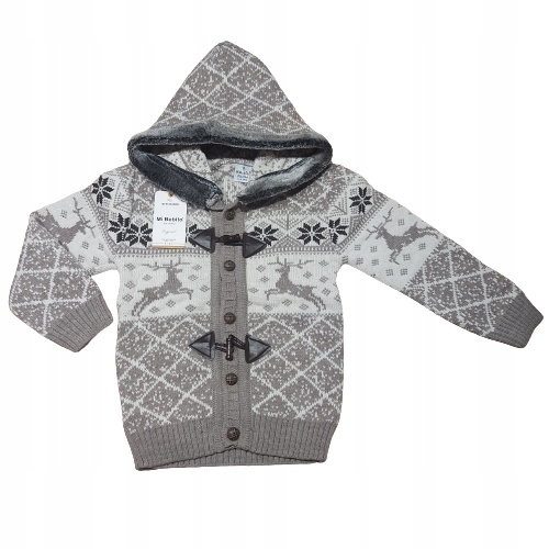 Sweter chłopięcy sweterek wełniany ciepły POLAR na guziki 116-122