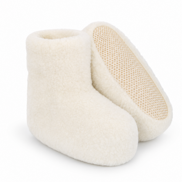 Bambosze wełniane Wysokie - BIAŁE